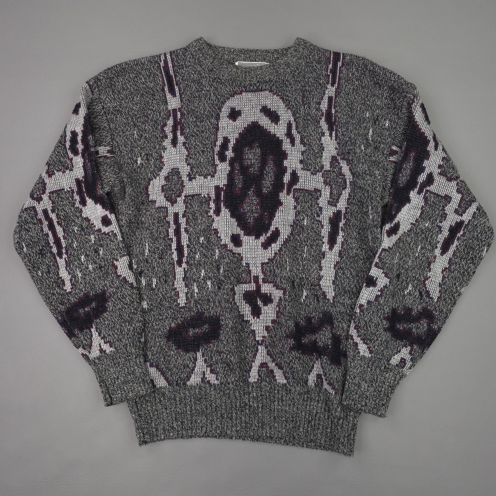 Method Sweater Mens Small Gray Abstract Geometric Knit Crewneck Pullover Pattern